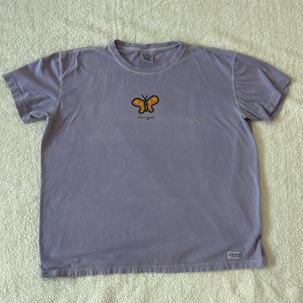 Life Is Good XL Purple Tee Shirt - Butterfly